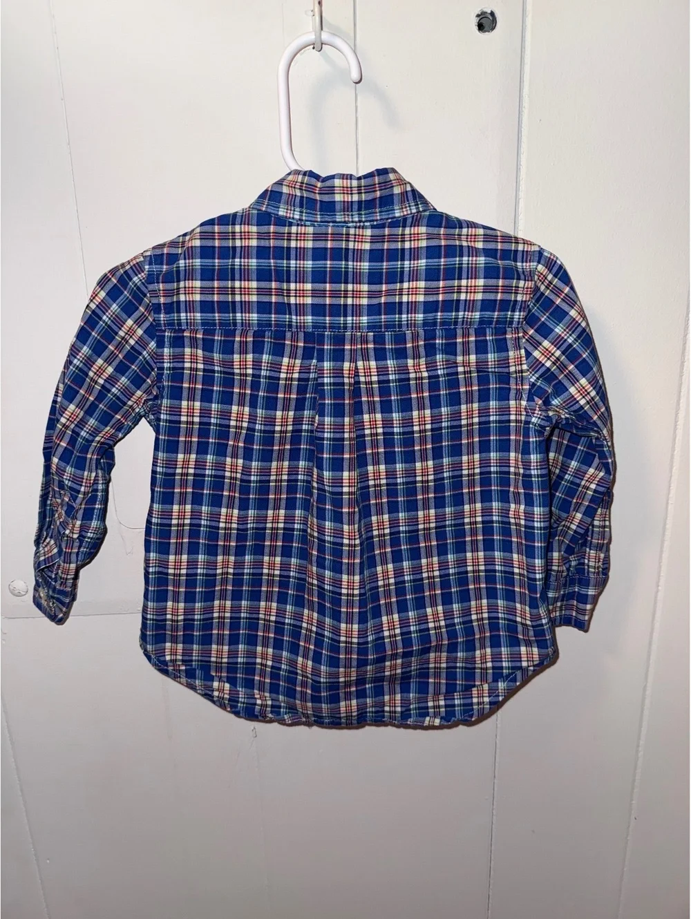 Ralph Lauren Boys' 18M Blue Plaid Button-Up Shirt 100% Cotton